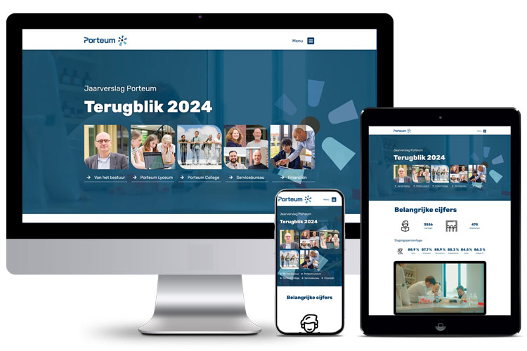 Voorbeeld van toegankelijk online jaarverslag geschikt voor desktop, tablet en mobiel
